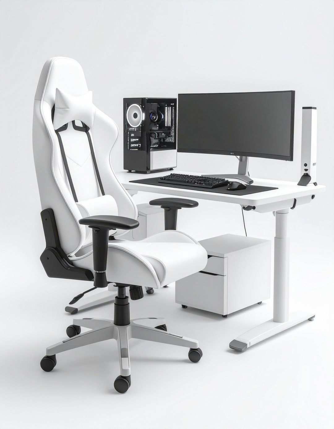 White Gaming Setup with Ergonomic Focus - 20 All White Gaming Setup Ideas