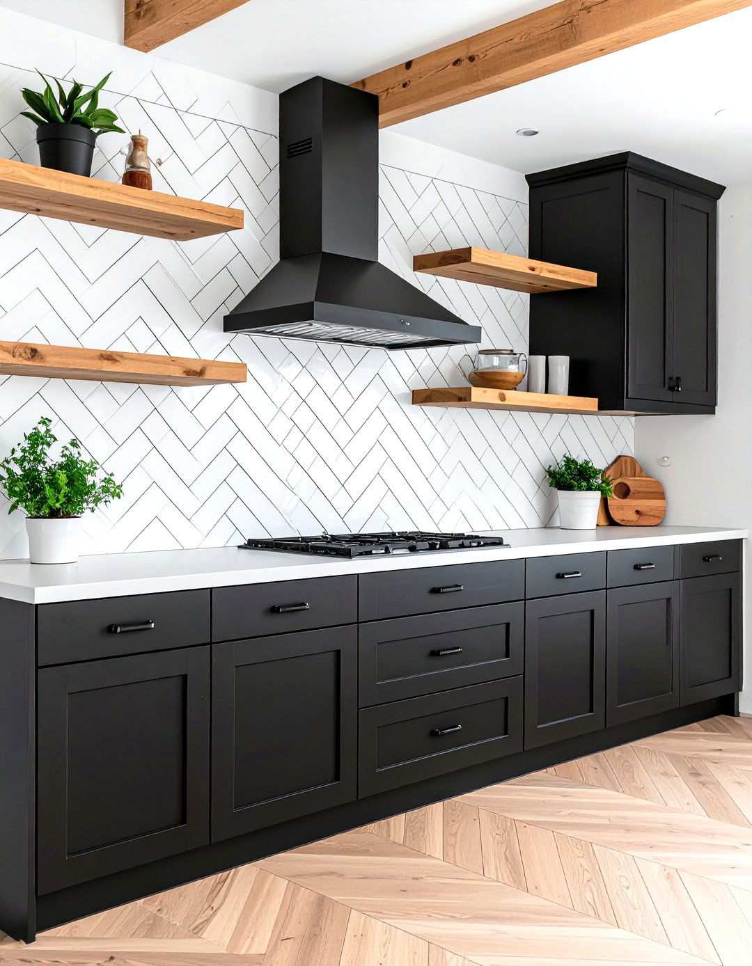 White Subway Tile with Charcoal Grout - 20 Black and White Kitchen Ideas