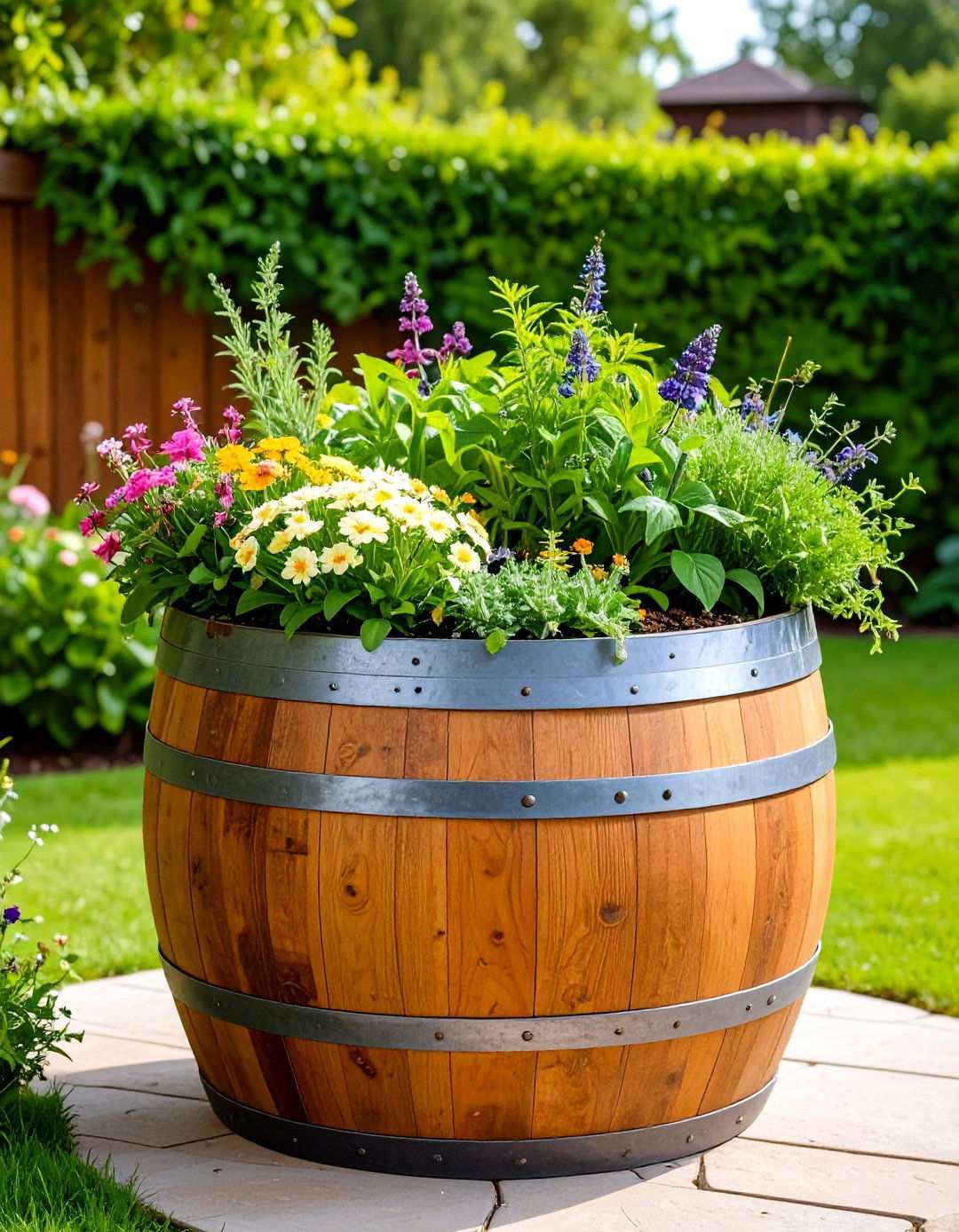 Wine Barrel Raised Garden Bed Planter - 20 Inexpensive Raised Garden Bed Ideas