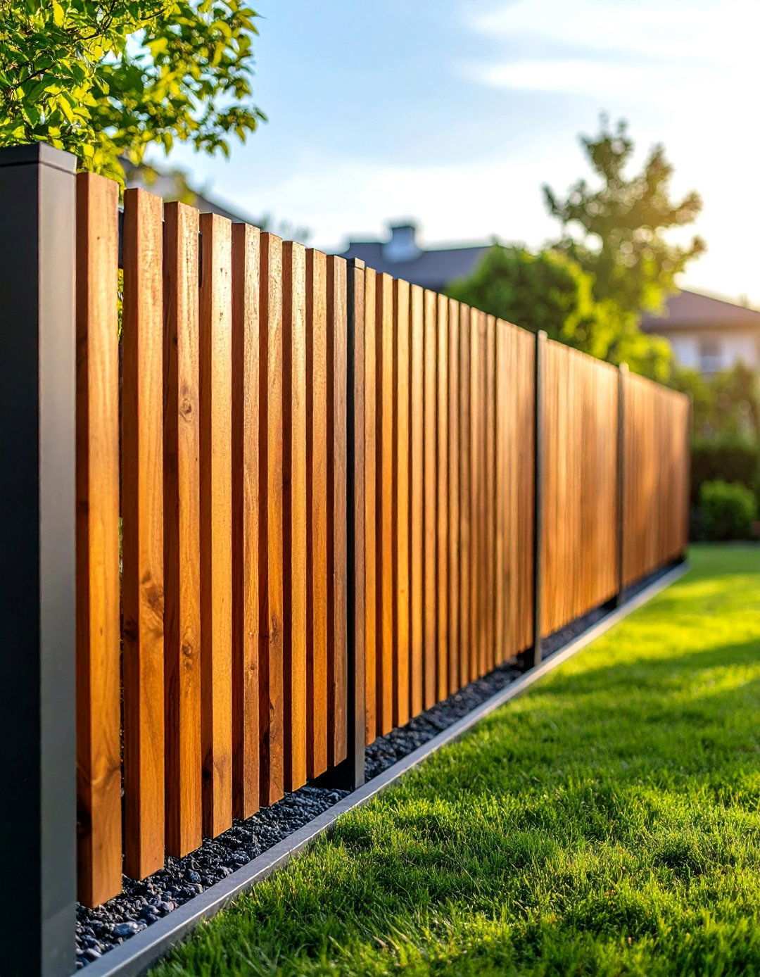 Wooden Slat Privacy Fencing for Contemporary Backyard Design - 20 Backyard Privacy Ideas