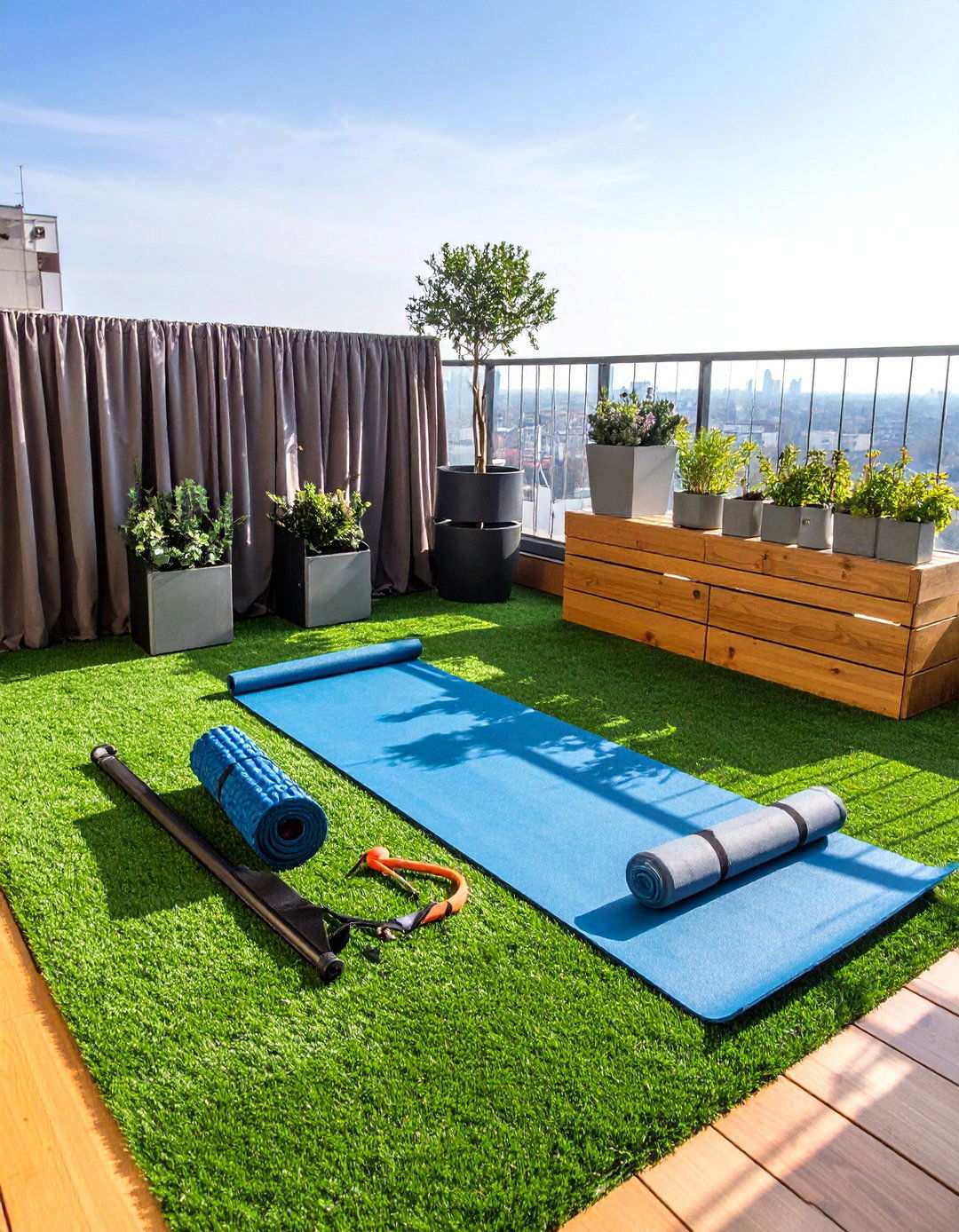 Yoga and Meditation Space Artificial Grass Design - 20 Artificial Grass Balcony Design
