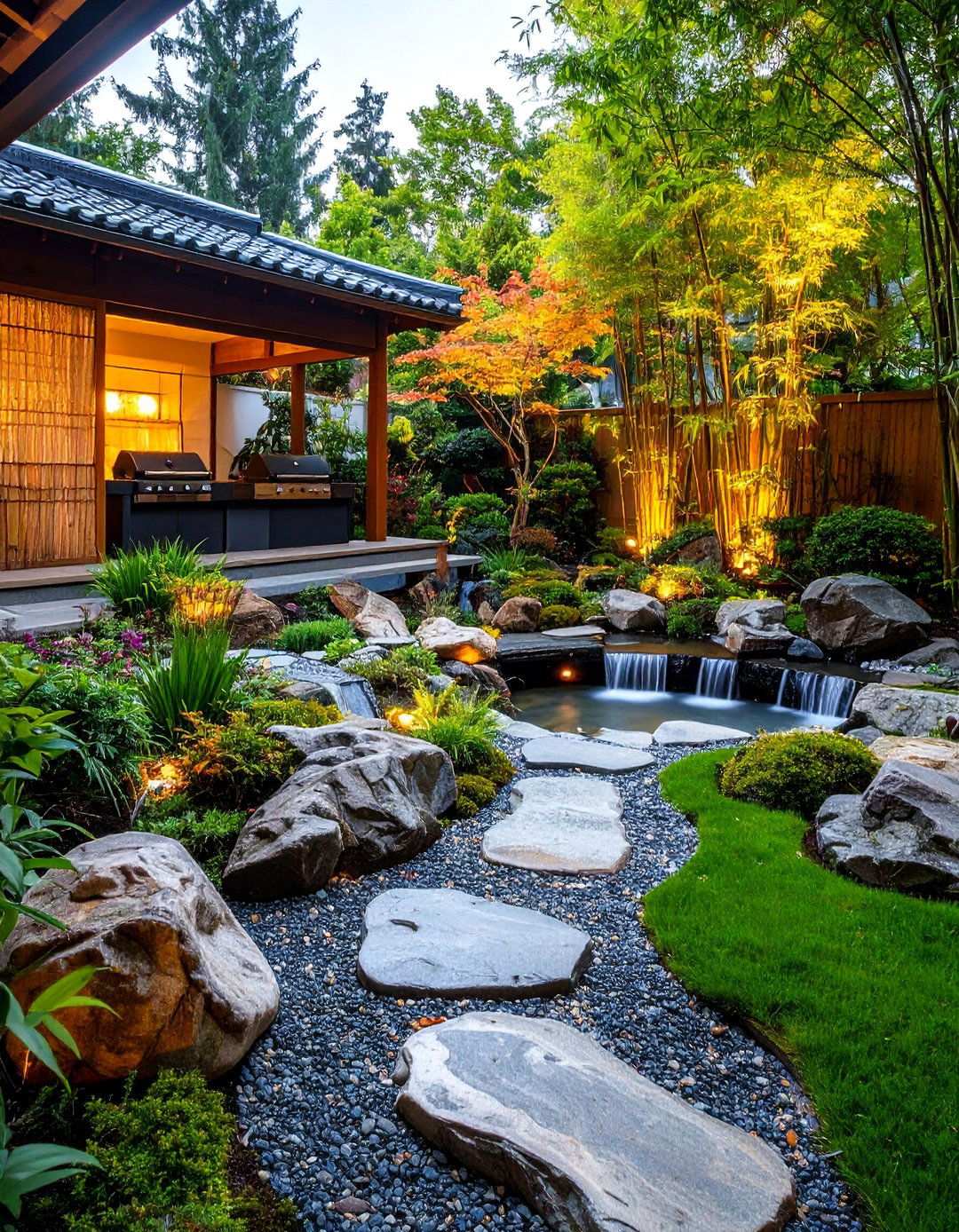 Zen Garden BBQ Area with Natural Elements - 20 bbq area ideas