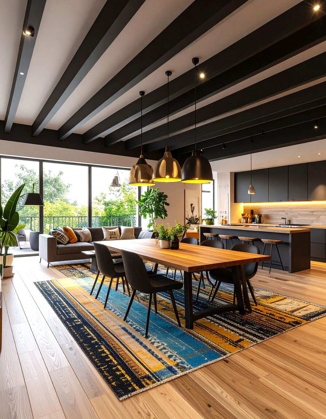 Zoning Open Plans with a Black Ceiling Stripe - 20 Black Ceiling Design Ideas